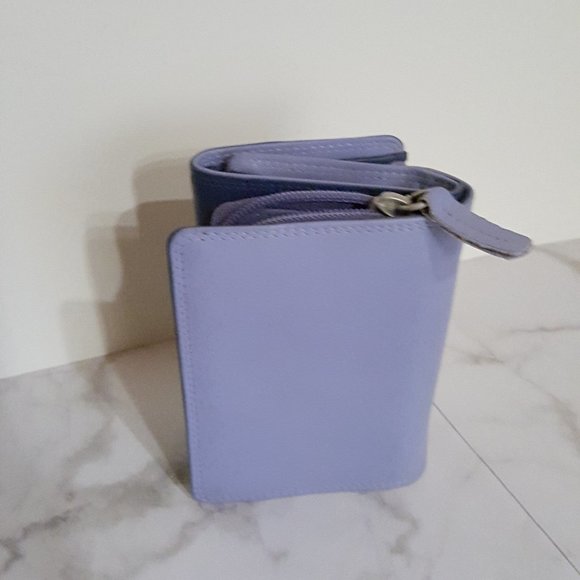 Leather Wallet with Zip Coin Section, Purple Navy - Picture 11 of 14